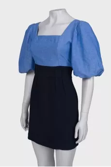 Mini dress with puffed sleeves