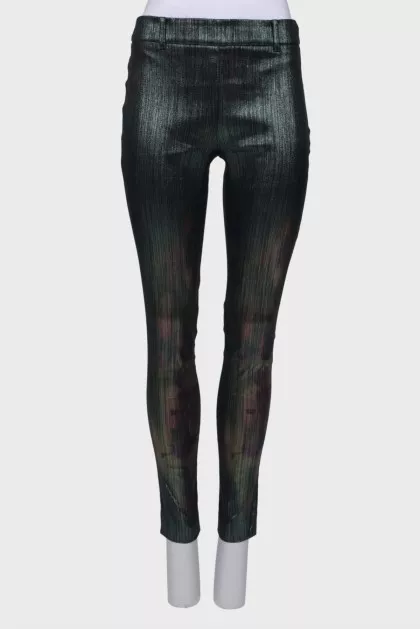 Green trousers with lurex