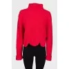 Red sweater with dropped sleeves