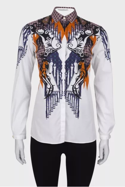 White blouse with print