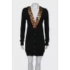 Dress with leopard ribbon