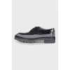 Leather derbies with gray insert