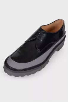 Leather derbies with gray insert