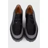 Leather derbies with gray insert