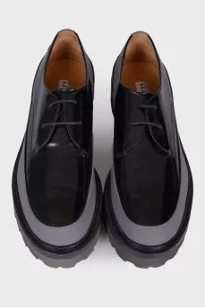 Leather derbies with gray insert