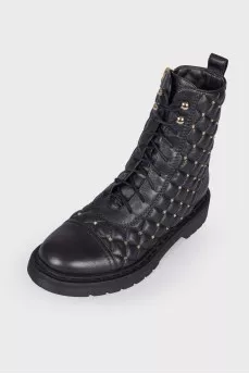 Rockstud Spike Leather Boots