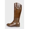 Leather boots with back zipper 