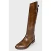 Leather boots with back zipper 