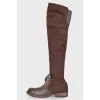 Lace-up suede over the knee boots