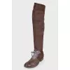 Lace-up suede over the knee boots