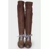 Lace-up suede over the knee boots