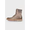 Brown leather lace-up boots