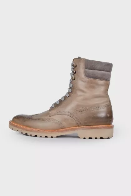 Brown leather lace-up boots