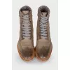 Brown leather lace-up boots