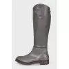 Grey leather boots with zipper 