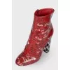 Printed leather ankle boots