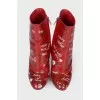 Printed leather ankle boots