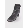 Suede Gray Heeled Ankle Boots