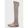 Combined low heel over the knee boots