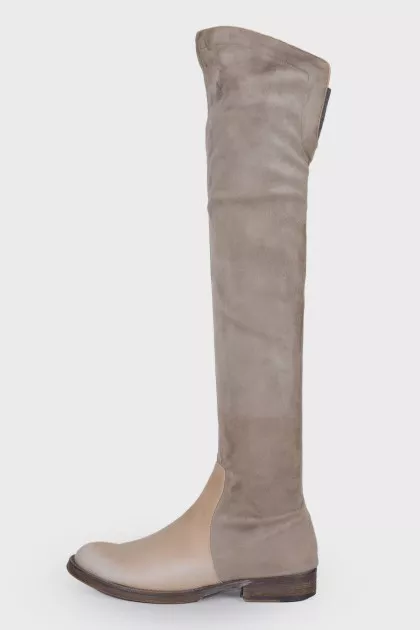 Combined low heel over the knee boots