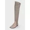 Combined low heel over the knee boots