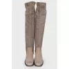 Combined low heel over the knee boots