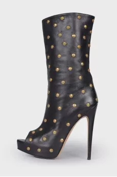 Open toecap leather boots