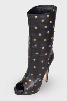 Open toecap leather boots