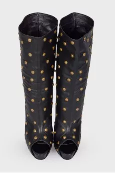 Open toecap leather boots
