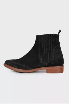 Suede black ankle boots