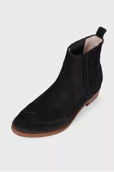 Suede black ankle boots