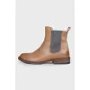 Brown leather ankle boots