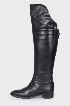 Leather boots with detachable topcap