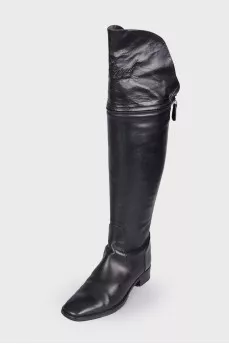 Leather boots with detachable topcap