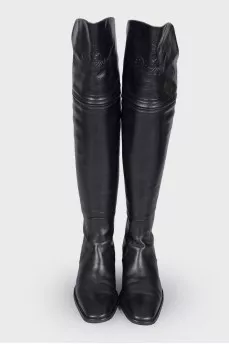 Leather boots with detachable topcap