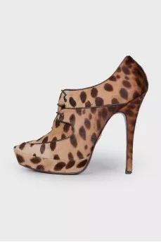 Leopard pony ankle boots