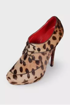 Leopard pony ankle boots