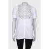 Blouse with a transparent insert on the chest
