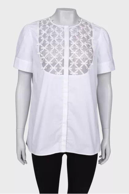 Blouse with a transparent insert on the chest