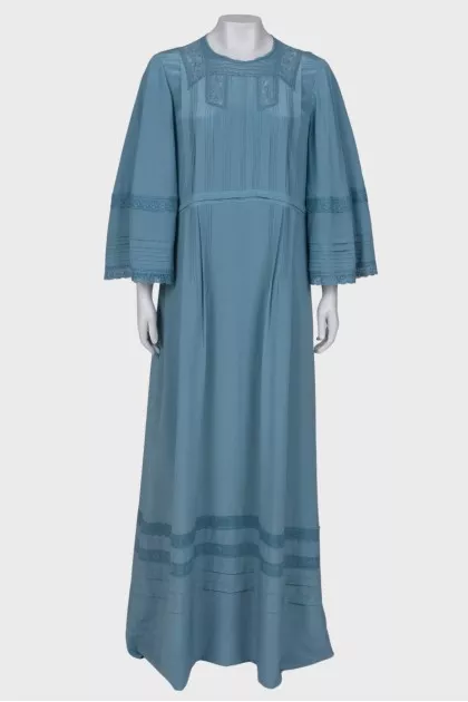 Silk blue maxi dress