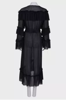 Dress with embroidery and ruffles