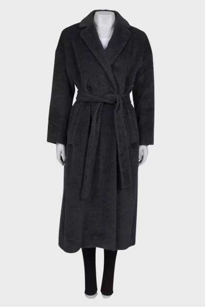 Graphite alpaca coat