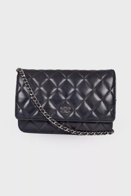Quilted black leather bag