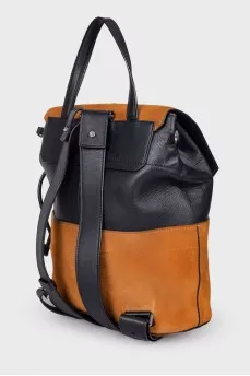 Backpack with suede leather