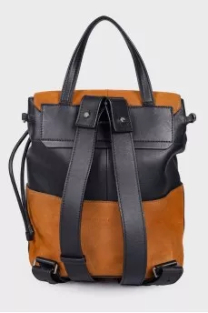Backpack with suede leather