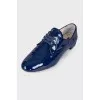 Patent blue lace-up shoes