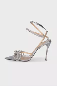 Transparent sandals with rhinestones