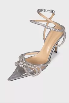 Transparent sandals with rhinestones