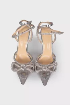 Transparent sandals with rhinestones