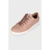 Dark beige leather sneakers